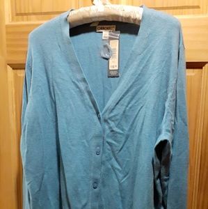 Womens Cherokee Cardigan Sweater XXl Carolina Blue NWT